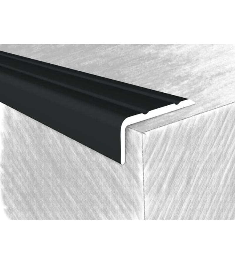 კიბის საფეხურის კანტი ალუმინის თვითწებადი 24*10მმ #3418-311H 1.35მ Черный Софт მწარ. KTM