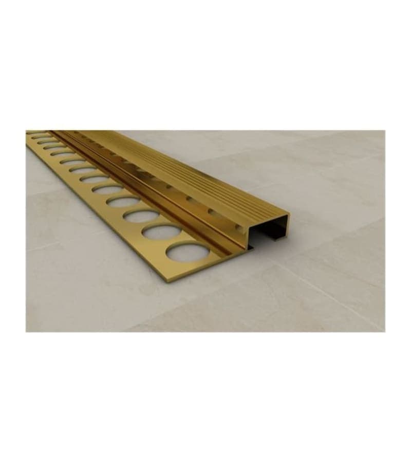 კიბის საფეხურის კანტი ალუმინის გოფრირებული SMT-1041 12მმ 2,7მ ოქროსფერი მწარ. SAMET