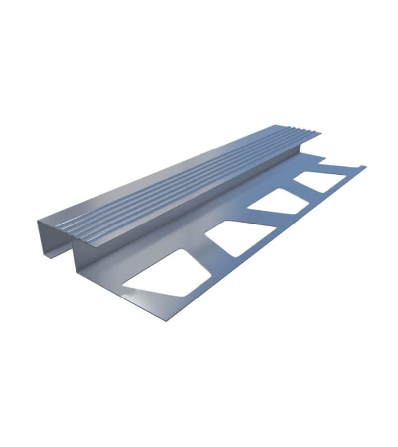 კიბის საფეხურის კანტი ალუმინის 25*25 გოფრირებული 1120 2,5მ პრიალა მწარ. PROPLAST