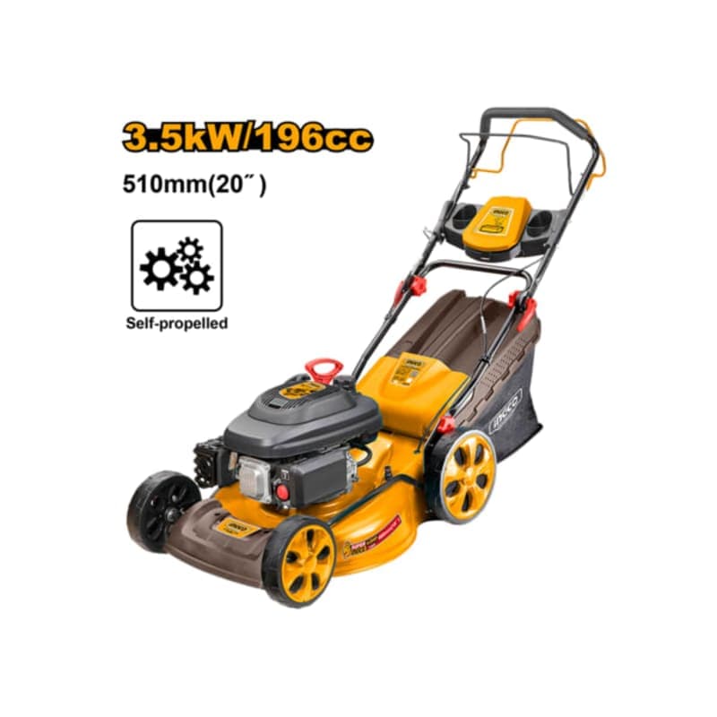 გაზონის სათიბი მანქანა ბენზინის ძრავით 3.5KW (GLM196202) INGCO