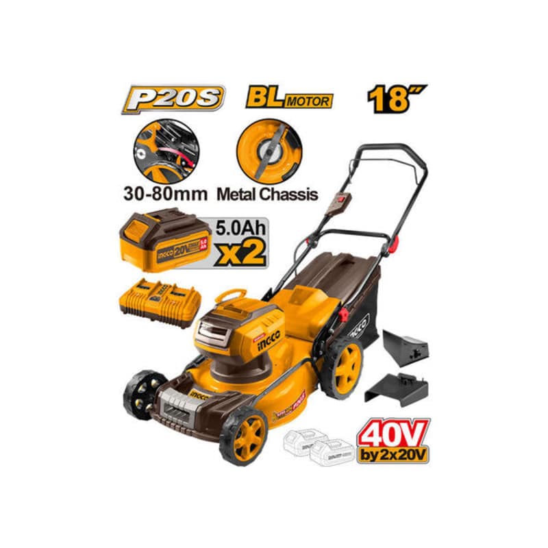 გაზონის სათიბი უსადენო მანქანა 20V-20V (LMLI20186) INGCO