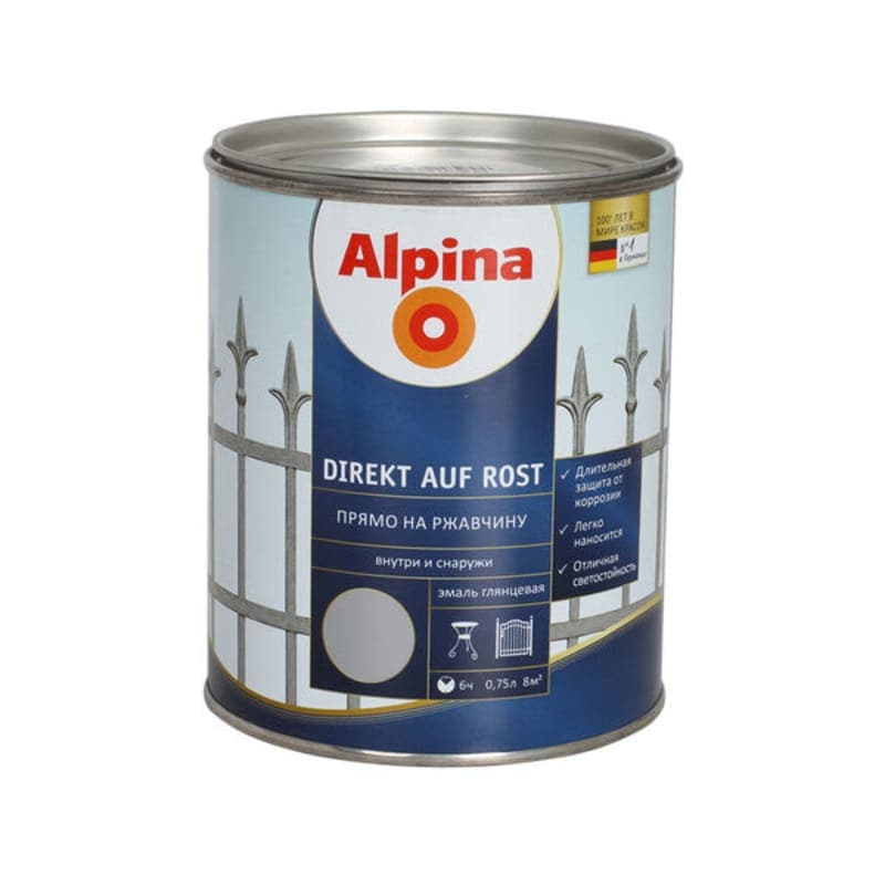 0.75 ლ ანტიკოროზიული საღებავი ALPINA Direkt A Rost RAL9006